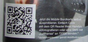 2D-Barcode in einer Lufthansa-Werbeanzeige