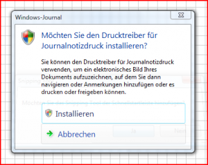 Windows Journal: Installation des Druckertreibers