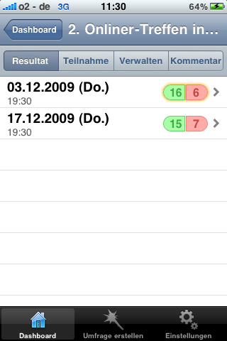 Doodle for iPhone - Terminansicht