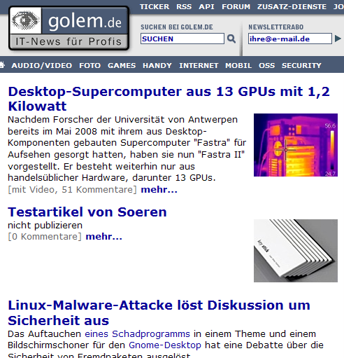 Testartikel auf Golem.de